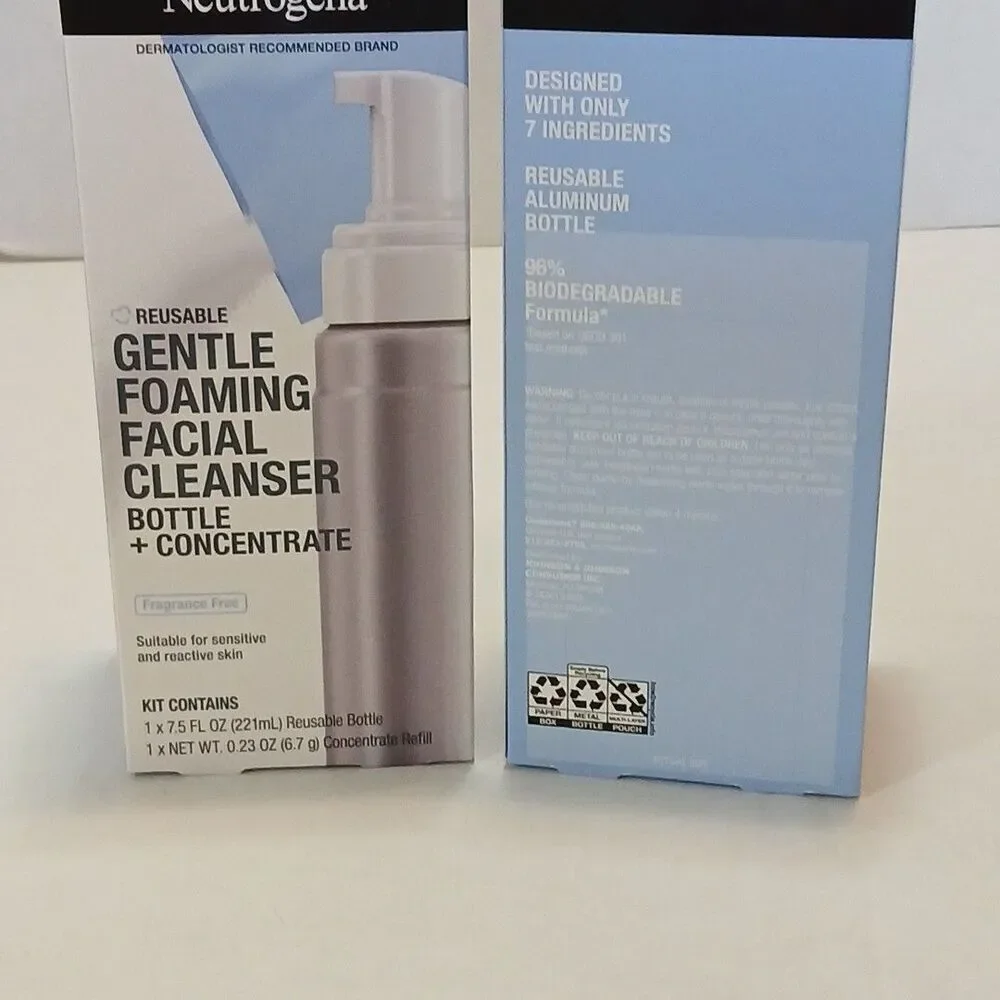 2-Neutrogena Reusable Gentle Foaming Facial Wash Cleanser Bottle Concentrate KIT